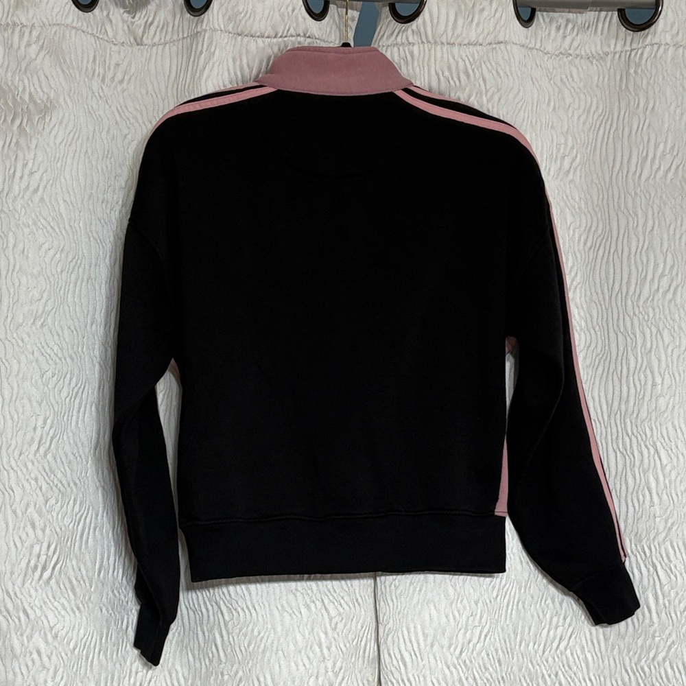 Adidas Womens Black / Mauve Zip Up Jacket/ Sweatshirt -Sz XL - Picture 2 of 6